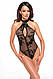 Боди Noir Handmade F314 Ego flocked mesh halter bodysuit - L, фото 3