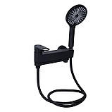 Змішувач для ванни Qtap Jay з поворотним виливом (з душовим гарнітуром) QTJAY260BLM45548 Black Matt, фото 3