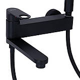 Змішувач для ванни Qtap Jay з поворотним виливом (з душовим гарнітуром) QTJAY260BLM45548 Black Matt, фото 4