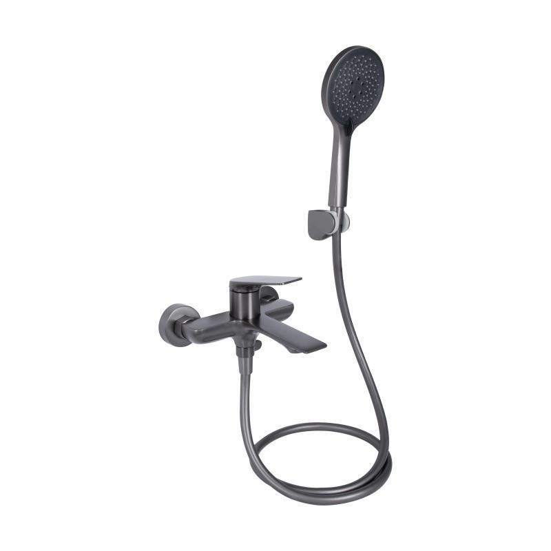 Змішувач для ванни Qtap Vlasta New (з душовим гарнітуром) QTVLA259GMB45643 Gunmetal Black PVD, фото 1