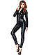 Комбінезон з екошкіри Leg Avenue Wetlook Catsuit XL, Black, блискавка спереду, з мокрим ефектом, фото 5