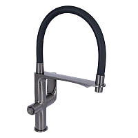 Змішувач для кухні Qtap Vlasta New з гнучким виливом з підключенням для питної води QTVLA364GMB45649 Gunmetal