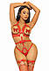 Портупея-тедді з ременів Leg Avenue Studded O-ring harness teddy M Red, екошкіра, фото 4