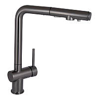 Змішувач для кухні Qtap Rozcesti з висувним виливом з підключенням для питної води QTROZ367GMB45942 Gunmetal
