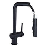 Змішувач для кухні Qtap Rozcesti з висувним виливом з підключенням для питної води QTROZ367BLM45943 Black Matt, фото 3