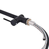 Змішувач для кухні Qtap Rozcesti з висувним виливом з підключенням для питної води QTROZ367BLM45943 Black Matt, фото 7