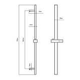 Душова стійка з тримачем універсальна Qtap Lepit 705 мм прямокутна QTLEP82103NC Chrome, фото 2