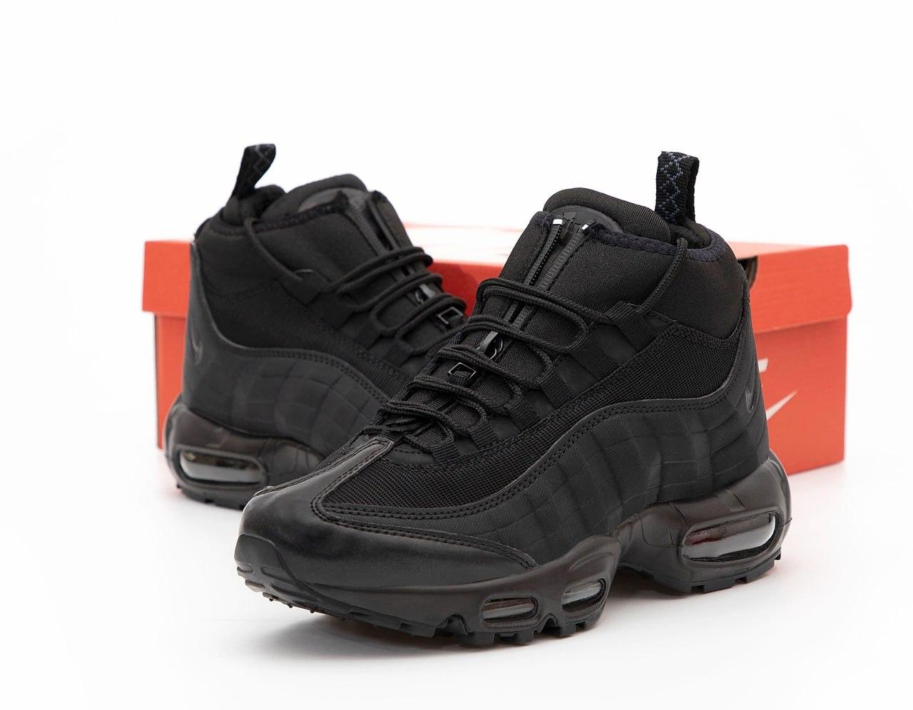 Зимові Кросівки Nike Air Max 95 Sneakerboot Black | чорні зимові, розміри 37–45