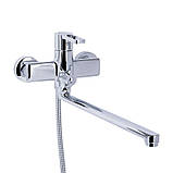 Змішувач для ванни Qtap Taurus з довгим поворотним виливом (з душовим гарнітуром) QTTAU260CRM45663 Chrome, фото 3