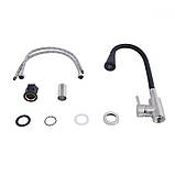 Змішувач для кухні Lidz Aria 015F31 з гнучким виливом (k35) LDARI015F31BNK31872 Black / Nickel, фото 4