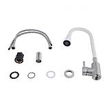 Змішувач для кухні Lidz Aria 015F31 з гнучким виливом (k35) LDARI015F31WNK36981 White / Nickel, фото 4