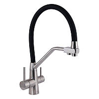 Змішувач для кухні Lidz Aria 020F3 з гнучким виливом з підключенням для питної води (k35) LDARI020F3BNK37647