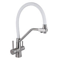 Змішувач для кухні Lidz Aria 020F3 з гнучким виливом з підключенням для питної води (k35) LDARI020F3WNK39480