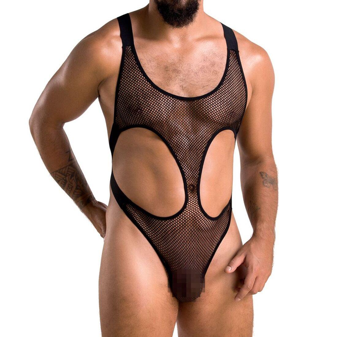 Чоловіче сітчасте боді Passion 040 LEON L/XL Black, сітка, резинки, фото 1