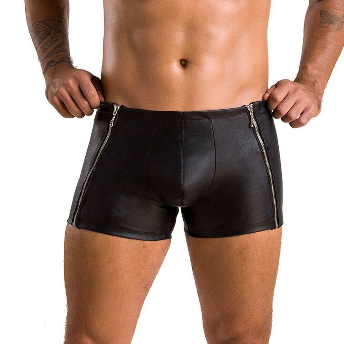 Чоловічі шкіряні боксери з блискавками Passion 049 SHORT MATT S/M Black, фото 1