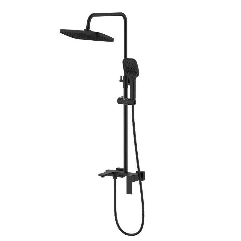 Душова система універсальна Qtap Gemini на три споживача (з виливом) QTGEM111BLM45686 Black Matt, фото 1