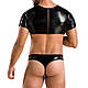 Комплект чоловічої білизни під латекс Passion 057 SET PETER L/XL Black, кроп-топ, стринги, фото 2