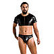 Комплект чоловічої білизни під латекс Passion 057 SET PETER L/XL Black, кроп-топ, стринги, фото 3