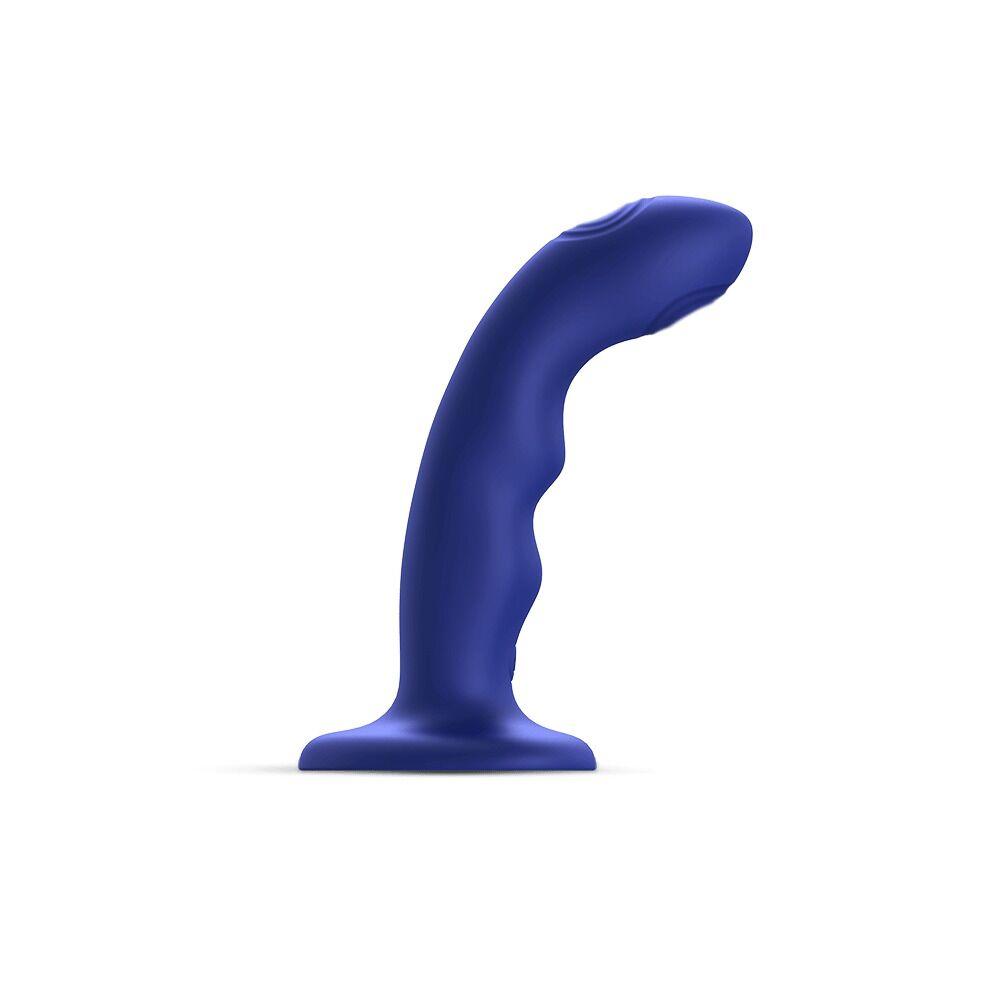 Насадка для страпона з подвійною точковою пульсацією Strap-On-Me TAPPING DILDO WAVE – NIGHT BLUE, М, фото 1