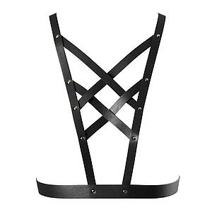 Портупея з екошкіри Bijoux Indiscrets Maze – Cross Cleavage Harness Black