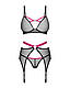 Комплект Obsessive Novenes 3-pcs set, M/L, прозорий ліф на кісточках, стрінги, пояс, фото 5
