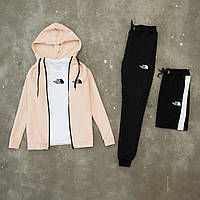 Спортивный костюм весенний осенний The North Face мужской зип худи штаны футболка шорты ТНФ трикотажный бежевый