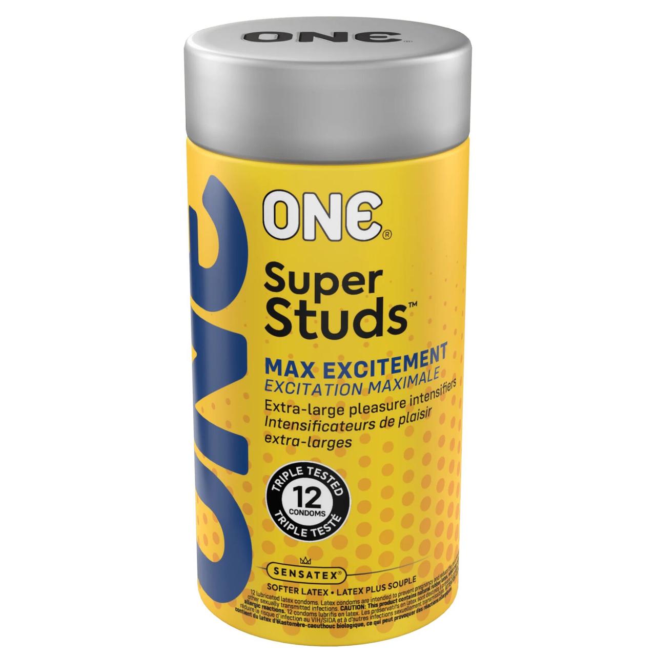 Презервативи ONE Super Studs 12 шт., подарункове паковання тюб