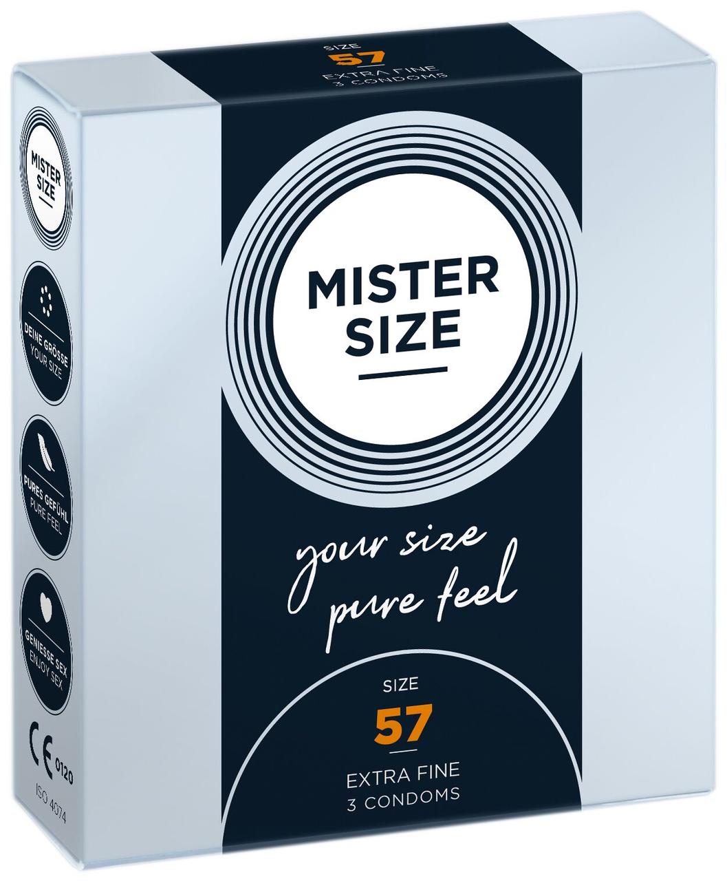 Презервативи Mister Size - pure feel - 57 (3 condoms), товщина 0,05 мм, фото 1