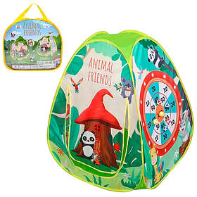 Намет MR 1114 (12шт) піраміда, 75-75-в90см, 1вхід-накидка, 4 кульки, 6 м'ячики-ліпучки, мішень, в сумці,