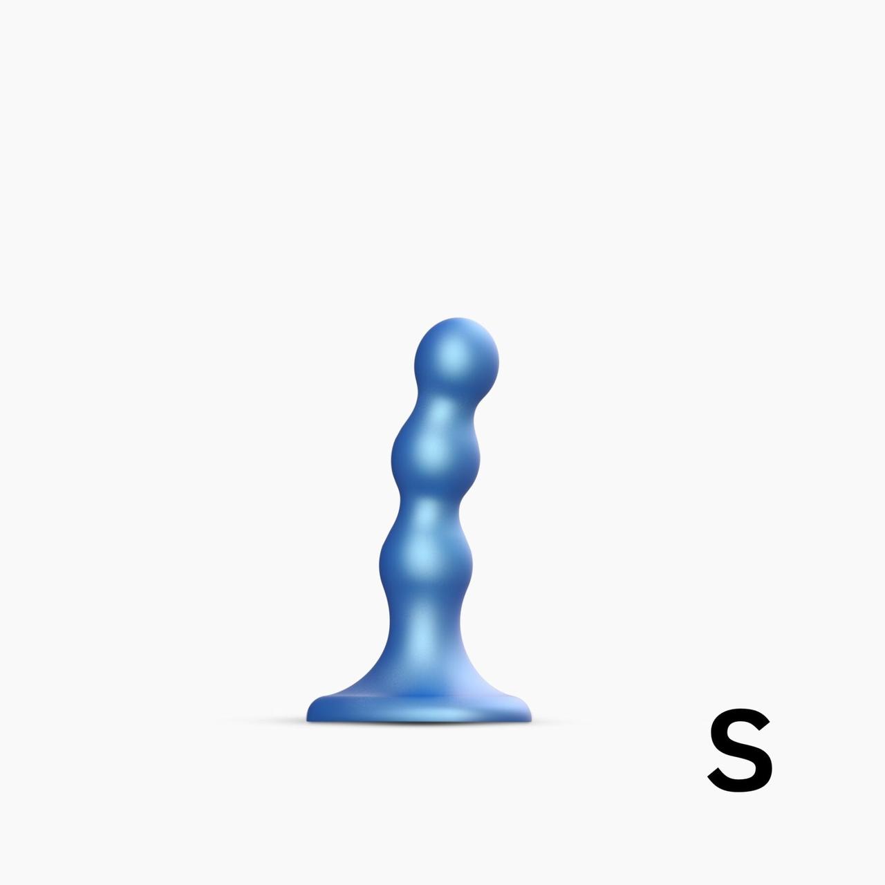 Насадка для страпона Strap-On-Me Dildo Plug Balls Blue Metallic S, фото 1