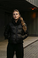 Жіноча куртка Bubble весняна осіння пуховик укорочений утеплений чорний