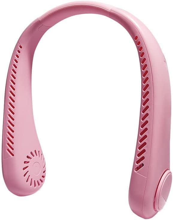 Міні-портативний безлопазійний шийний вентилятор 1500 мАг, що перезаряджається 3 швидкості для літніх видів спорту (рожевий), фото 1