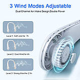 Портативний шийний вентилятор ITHKY без рук безлозевий вентилятор для шиї, 360° охолоджувальний підвісний вентилятор, 3 швидкості, фото 3