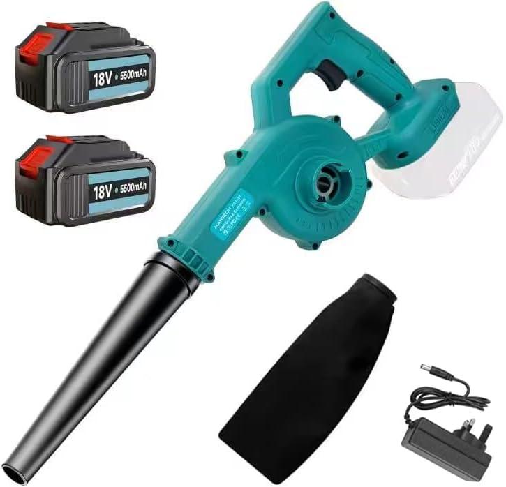 Повітродувка для листя, бездротова садова повітродувка та пилосос 2 в 1 з 2 акумуляторами по 5,5 А·год, 1 зарядним пристроєм, фото 1