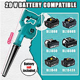 Повітродувка для листя, бездротова садова повітродувка та пилосос 2 в 1 з 2 акумуляторами по 5,5 А·год, 1 зарядним пристроєм, фото 2