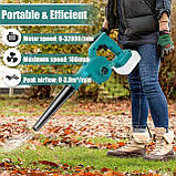 Повітродувка для листя, бездротова садова повітродувка та пилосос 2 в 1 з 2 акумуляторами по 5,5 А·год, 1 зарядним пристроєм, фото 4