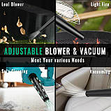 Повітродувка для листя, бездротова садова повітродувка та пилосос 2 в 1 з 2 акумуляторами по 5,5 А·год, 1 зарядним пристроєм, фото 5