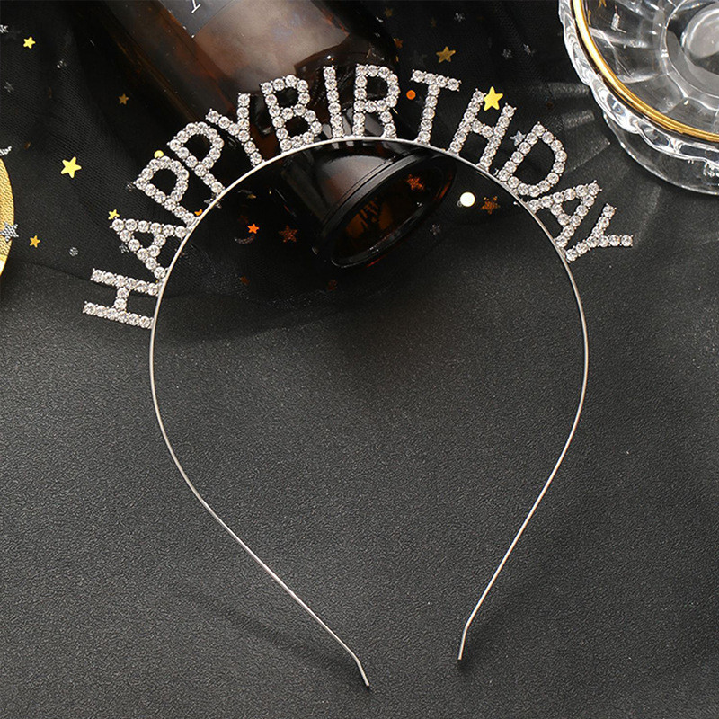 Обруч "Happy Birthday" срібний