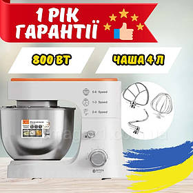 Стаціонарний кухонний міксер BITEK 800 Вт із 6 швидкостями, якісний міксер 4 л з імпульсним режимом