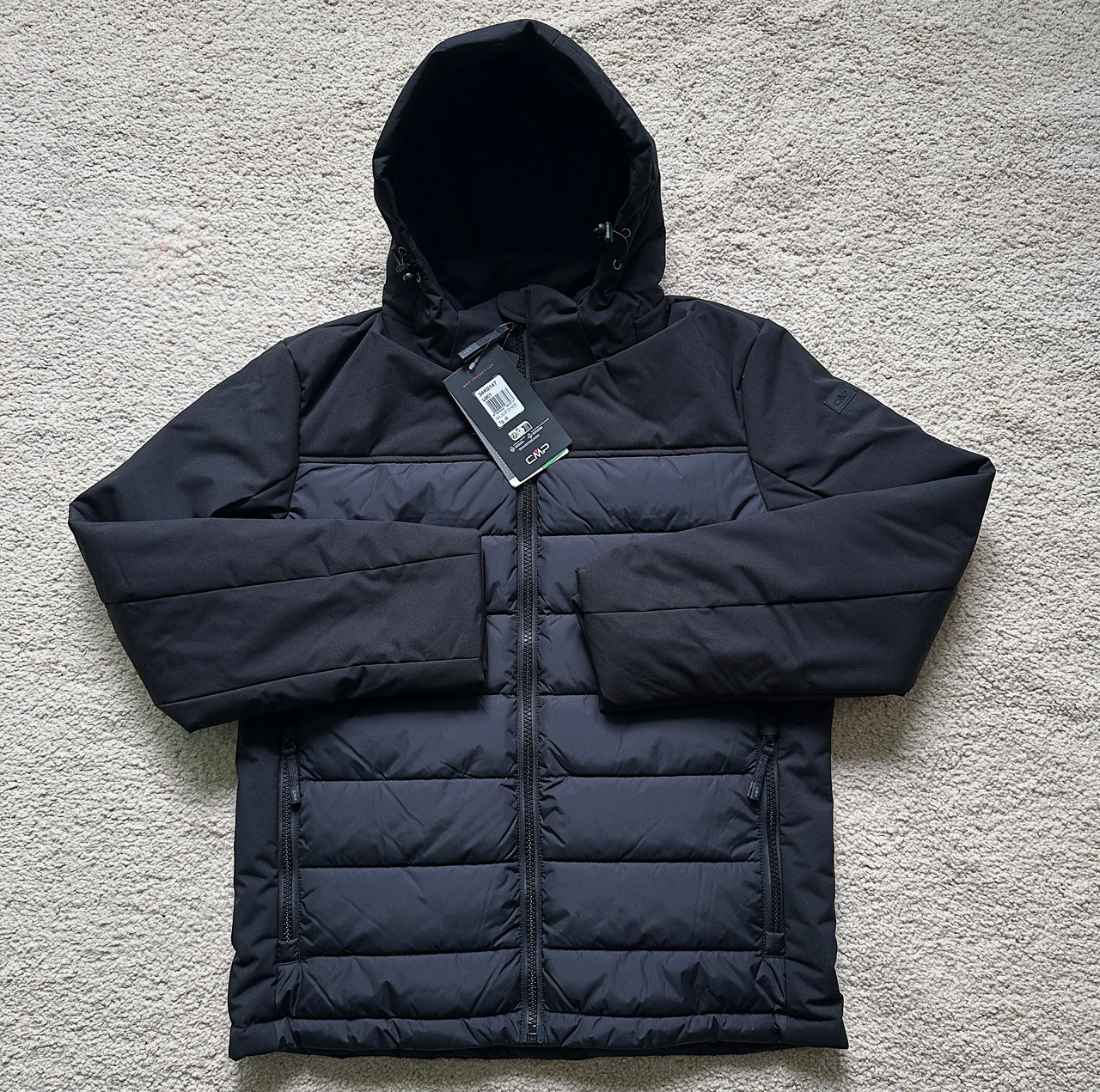 Чоловіча зимова куртка CMP MAN JACKET ZIP HOOD TWILL Nero 34K0147-U901 чорна водонепроникна