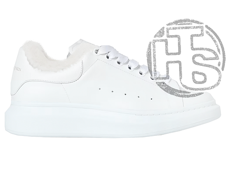 Жіночі зимові кросівки Alexander McQueen White Gloss Winter (з хутром), фото 1