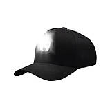 Кепка бейсболка з перезаряджуваним світлодіодним LED ліхтариком USB B040 Чорний, фото 3