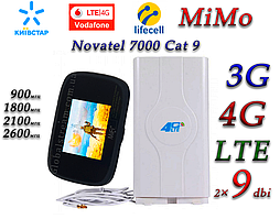 Комплект 4G LTE 3G Novetel Verizon MiFi 7000 LTE Cat 9 до 450 мб/с з антеною MIMO 2×9dbi (KS,VD, Life)