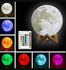 Світильник нічник місяць із пультом 15 см світильник 3D moonlight акумуляторний нічник для сну дитячий, фото 2