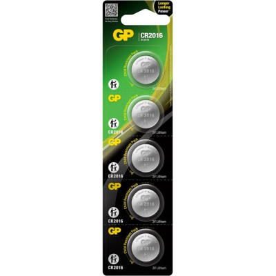 Батарейка Gp CR2016 Lithium 3.0V * 1 (відривається) (CR2016-8U5 / 4891199001123), фото 1