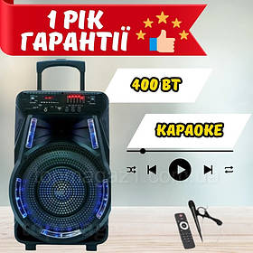 Акустична переносна Bluetooth колонка 400 Вт, потужна колонка 20000 Гц з LED підсвічуванням та мікрофоном