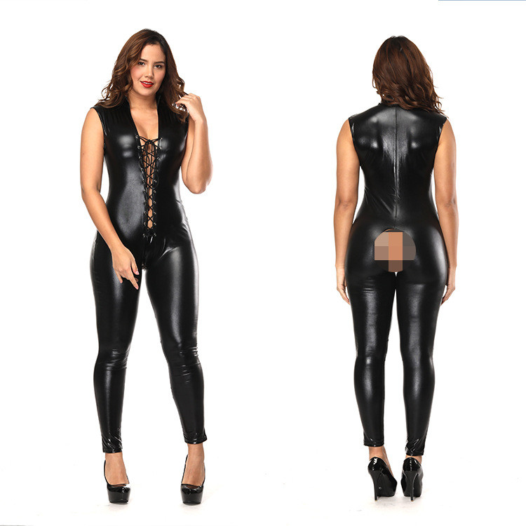 Латексний комбінезон на шнурівці