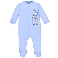 Натуральный слип - человечек для новорожденных мальчиков рост 50 см (0 - 1 месяц) Татошка Голубой с принтом