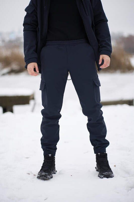 Джогери чоловічі Intruder Softshell на флісі темно-сині