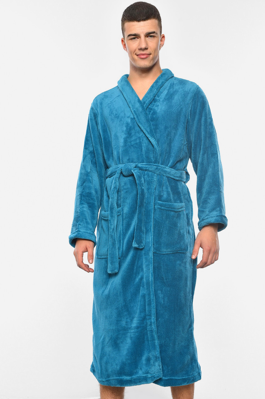 Халат чоловічий махровий бірюзового кольору 193671P, фото 1